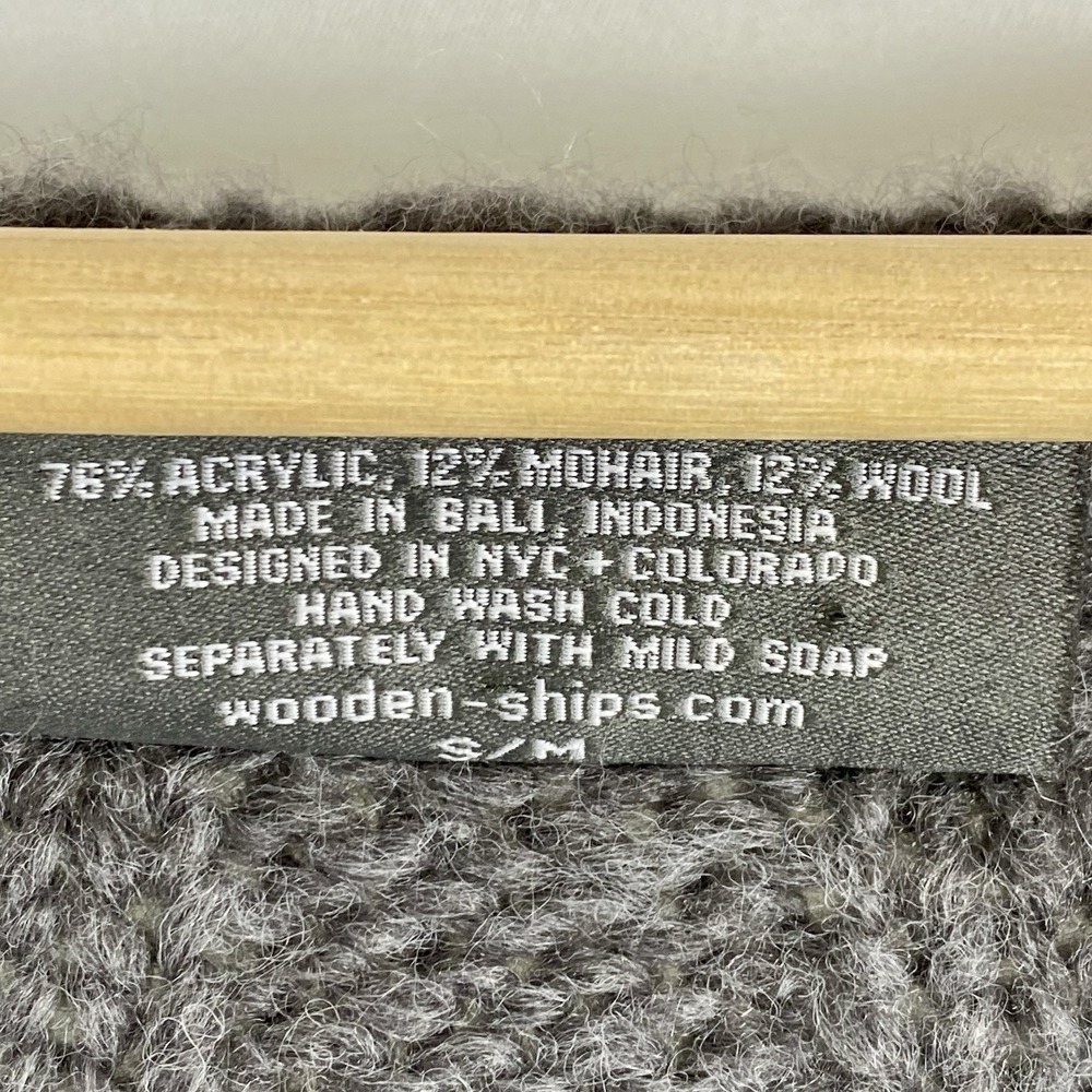 Wooden Ships Sz Small Cardigan Sweater Chunky Knit Cozy Gray Slouchy Cottagecore - Picture 6 of 6